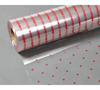 Cellophane Wrap Hamper Florist Film - 800mm Wide x 100m Long - 1 Roll - Red Dot | Wrapping Paper & Gift Wrap for Bouquets, Baskets & Hampers - Supplied On a Cardboard Core