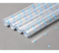 Cellophane Wrap Hamper Florist Film - 800mm Wide x 10m Long - 4 Rolls (40m) - Blue Dot | Wrapping Paper & Gift Wrap for Bouquets, Baskets & Hampers - Supplied On a Roll with No Cardboard Core