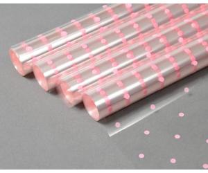 Cellophane Wrap Hamper Florist Film - 800mm Wide x 10m Long - 4 Rolls (40m) - Pink Dot | Wrapping Paper & Gift Wrap for Bouquets, Baskets & Hampers - Supplied On a Roll with No Cardboard Core