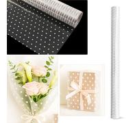 Cellophane Wrap Roll with White Dot Pattern 100m x 80cm, Clear Gift Wrapping Film for Hampers, Flowers, Baskets, Crafts, Treats