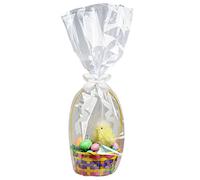 Cellophane Wrap with Ribbon Clear Basket Wrap with White Ribbon