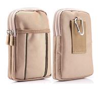 Cellphone Belt Pouch Small, Dual Mobile Shoulder Holster, Smartphone Belt Clip Bag With Loop, Multi-pocket Crossbody Wallet Handbag, Zipper Pockets and Carabiner