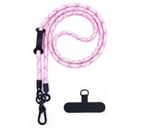 Cellphone Phone Lanyard Strap Wrist Lanyard Universal Adjustable Detachable Nylon Crossbody Cell Phone Lanyard Neck Strap with Hook Wrist Strap with Phone Patch for Most Smartphones (Pink)