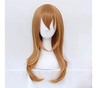 Cells at Work! (Blood Platelet) Anime Cosplay Rose Net Wigs with Bangs 100% High-Temperature Resistant Fiber Linen Color Long Straight Hair 26inches (Edition : Wigs) Grubify