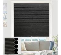 Cellular Pleated Blinds for Indoor Windows, No Drill Blackout Honeycomb Shades, No Tools Cordless Cellular Shades, Honeycomb Blinds in Widths 45-150cm,black-50x135cm/19.7 * 53in