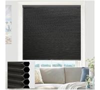 Cellular Pleated Blinds for Indoor Windows, No Drill Blackout Honeycomb Shades, No Tools Cordless Cellular Shades, Honeycomb Blinds in Widths 45-150cm,black-55x135cm/21.7 * 53in