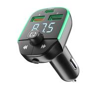 Cellularline - Car FM Transmitter - Bluetooth® FM Transmitter for Car Radio - USB Music Player - Car Charger 20W - Quick Charge 3.0 - Hands-Free Function - RGB Lights - Black