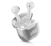 cellularline Core Pro Bluetooth Earphones with ENC and 4 Microphones, Multipoint Technology, LED Display, Auto Pairing, 30 Hours Battery Life, White