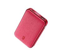 Cellularline GLAM PD 10000 Power Bank 10000mAh with LCD Display, Quick Charge 20W, 3 USB-C I/O Ports 18W, Output 18W, Fabric Finishes, for Smartphone, Red