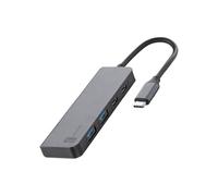Cellularline HUB STARTER - 4-Port Hub, Charging and Data Transfer, Stylish and Durable, 2 USB-A and 1 USB-C Ports for Data and Charging, USB-C Power Delivery up to 100W, Metallic Grey