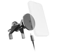 cellularline MAG Qi2 Wireless Holder - Car Mount with 15 W Magnetic Charge, MagSafe and Qi2 Compatible, Suction Cup or Ventilation, Mag Ring Included, USB Cable and DIMA