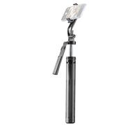 Cellularline Selfie Stick Max with Removable Bluetooth Remote Control, Quadrapod Function, 360° Rotation, Telescopic Pole 180 cm, Removable Smartphone Holder, Black