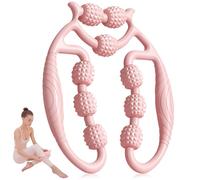 Cellulite Massage Roller, LULUWA 9 Wheels Anti-Cellulite Massager for Leg Thigh Arm Neck with Non-Slip Handlebar to Release and Relax The Skin or Muscle (Pink)