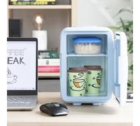 CELLUSTOP - Mini Cosmetic Fridge, Small Room Fridge, Portable Electric Refrigerator 12V/220V, HOT/COLD Function, Office Refrigerator, Car - 4 Liters - Blue