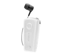 Celly, Retractable Wireless Headset with Vibration for Calls, Dual Bluetooth Device Connection, Stable Fixing Clip and Anti-Tangle Cable, Up to 12 Hours Battery Life (White)