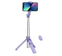 Celly, Universal Selfie Stick with Bluetooth, Adjustable and Portable Stick, Integrated Tripod, Compatible with Smartphones up to 7 inches, Purple