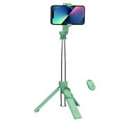 Celly, Universal Selfie Stick with Bluetooth, Adjustable and Portable Stick, Integrated Tripod, Compatible with Smartphones up to 7 inches, Green