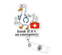 Celokiy Funny Silly Goose Badge Reel Retractable for Nurse - Hook if It's an Emergency