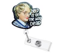 Celokiy Help is on The Way Dear Badge Reel, Funny ER Medical Retractable ID Holder for Nurse, Black