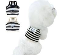 CELONROMF 2 Pack Cotton Dog Clothes for Small Dog Girl Boy Striped Sleeveless Pet Tank Top Vest Breathable Puppy Shirt with Leash Ring Cute Cat Outfit for Tea Cup Poodle (Black Apricot, Medium)