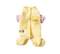 CELONROMF Cozy Puppy Pajamas Set - 4-Leg Summer Outfit with Belly Warmer for AC Rooms | Small/Medium Dogs & Cats | Lightweight 2-Layer Design (Yellow, Large)