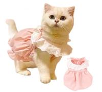 CELONROMF Cute Lace Princess Dress for Cats & Small Dogs, Summer & Spring Pet Clothes, Breathable Puppy Kitten Dress for Ragdoll, Yorkie, Maltese (Yellow & Pink, S-XL) (Pink, Small)