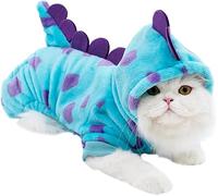 CELONROMF Pet Costume Collection, Dinosaur Tiger Bee Pattern Hooded Outfits, Warm Winter Clothes, Polyester, Small Dogs Cats, Halloween Christmas Cosplay (Small, Dinosaur)