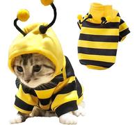 CELONROMF Pet Costume Collection, Dinosaur Tiger Bee Pattern Hooded Outfits, Warm Winter Clothes, Polyester, Small Dogs Cats, Halloween Christmas Cosplay (Medium, Bee)