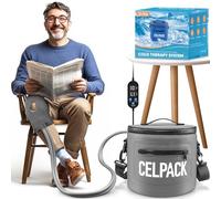 celpack Portable Ice Therapy Machine for Postoperative Recovery, Sports Injuries, Knee Pain, Sprains & Swelling Full Knee Brace with Silent Pump and Timer with C
