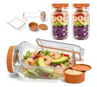 Celsisignis Salad Pod, 1000ml Side-Opening Salad Container (Salad Container for Lunch), Lunch Salad Box for Office, Gym, Camping, Outdoor Activities, Gatherings, Various Locations (2, Orange)