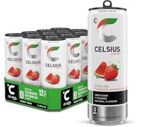 CELSIUS Energy Drink Sparkling Strawberry Watermelon Natural Flavours No Artificial Colours Sugar Free 355ml Pack of 12