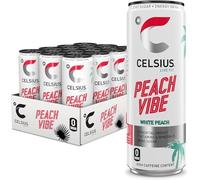 Celsius Live Fit Clean Energy Sparkling Drink With & Vitamins & Natural Flavours 355ml Cans, 200mg Caffeine Per Can (Pack Of 24 x 355ml, Peach Vibe)