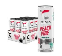 CELSIUS Peach Vibe Sparkling Natural Energy Drink 7 Vitamins Caffeine No A