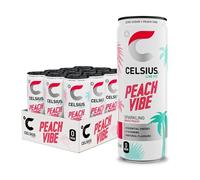 CELSIUS Peach Vibe Sugar Free Energy Drink - Energy Drink with 7 Vitamins & 1 Mineral and No Artificial Flavours or Colours (Pack of 12 x 355ml - 114mg of Caffeine Per Can)