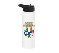 Celtic American Blend Irish Scottish Flag Shamrock Stainless Steel Insulated Water Bottle