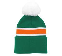 Celtic and Ireland Fans Striped Bobble Hat in Green, White and Tangerine