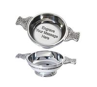 Celtic Band Pewter Quaich Whisky Tasting Bowl Loving Cup Burns Night (Large with Engraving)