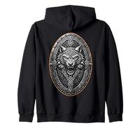 Celtic Battle Shield s Wolf Viking s Norse Myth Symbol Zip Hoodie