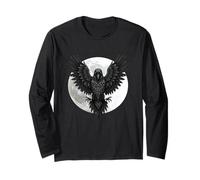 Celtic Black Crow Raven and Moon Long Sleeve T-Shirt