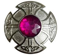 Celtic Brooch - Scottish Kilt Fly Plaid Brooches & Pin for Men & Women, Kilt Brooch with Gemstone, Norse Vintage Style Jewellery Ladies Scarf Shawl (Fuchsia - Chrome)