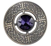 Celtic Brooch - Traditional Scottish Kilt Pin, Fly Plaid Brooches 3" Sparkling Gemstone, Men & Women Shawl, Scarf & Tartan Sash Brooch, Highland Dress Accessory (Purple - Antique)