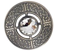 Celtic Brooch - Traditional Scottish Kilt Pin, Fly Plaid Brooches 3" Sparkling Gemstone, Men & Women Shawl, Scarf & Tartan Sash Brooch, Highland Dress Accessory (White - Antique)