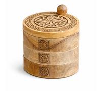 Celtic Carved 3 Tier Revolving Storage Box With Compartments
