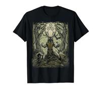 Celtic Cernunnos Pagan Irish Mythology God T-Shirt, Men, Black, 6X-Large