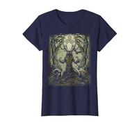 Celtic Cernunnos Pagan Irish Mythology God T-Shirt, Women, Navy Blue, X-Large