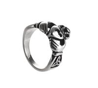 Celtic Claddagh Ring, Irish Heart Promise Anniversary Ring, Stainless Steel Heart Crown with Trinity Knot Jewelry, M, Stainless Steel, No Gemstone