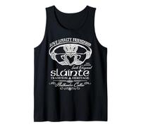 Celtic Claddagh Slainte St. Patrick's Day White Letters Tank Top