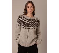Celtic & Co Women's Brit Wool Chevron Yoke Cardi in Light Beige | Size: Medium Celtic & Co Light Beige M