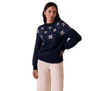Celtic & Co Women's British Wool Abstract Sweater in Dark Navy | Size: Medium Celtic & Co Dark Navy M