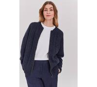 Celtic & Co Women's British Wool Cable Zip Cardigan in Dark Navy | Size: Medium Celtic & Co Dark Navy M